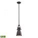 Chadwick 1-Light Mini Pendant in Oiled Bronze with Matching Shade - Includes LED Bulb