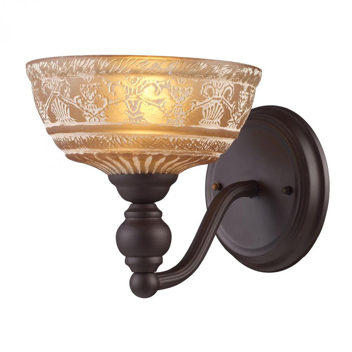 Norwich 1-Light Wall Lamp in Oiled Bronze with Amber Glass