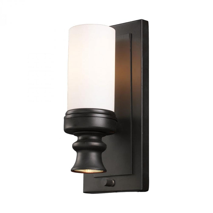 Newfield 1+1-Light Wall Lamp in Oiled Bronze with White Glass