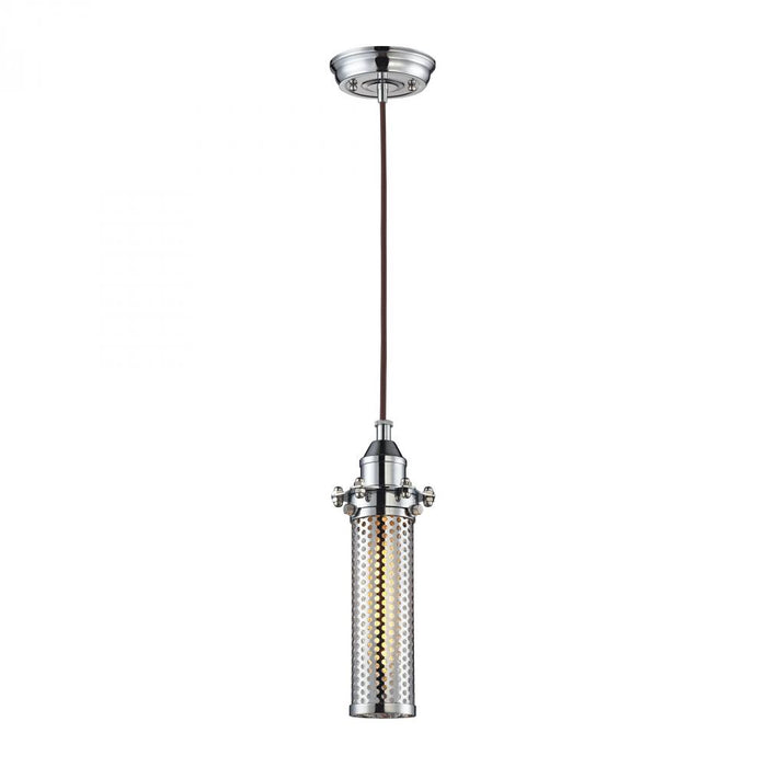 Fulton 1-Light Mini Pendant in Polished Chrome with Perforated Metal Shade