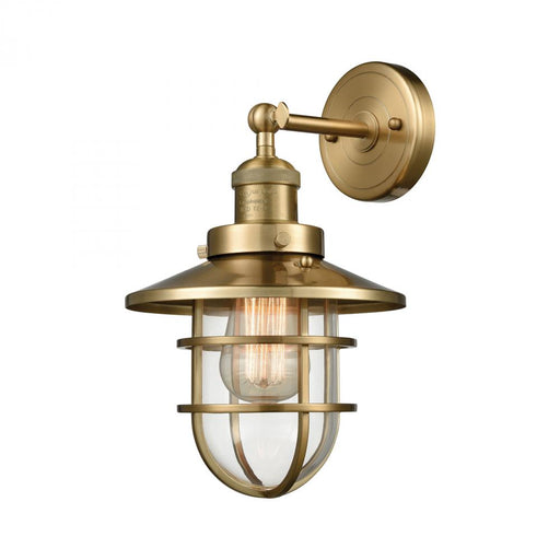 Seaport 1-Light Wall Lamp in Satin Brass with Clear Glass