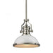 Chadwick 1-Light Pendant in Satin Nickel with Gloss White Shade