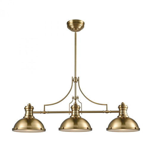 Chadwick 3-Light Island Light in Satin Brass with Metal and Frosted Glass Diffuser