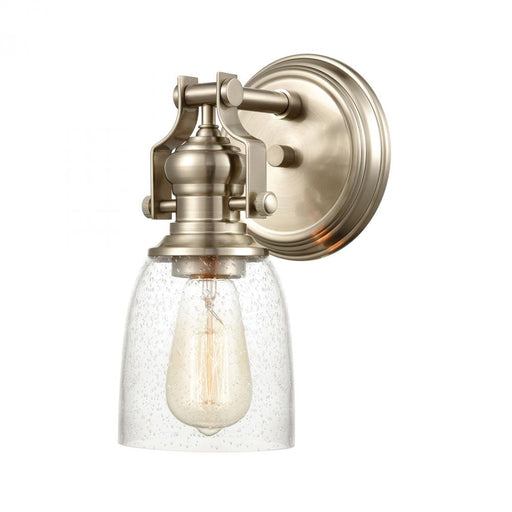 Chadwick 1-Light Vanity Light in Satin Nickel with Seedy Glass