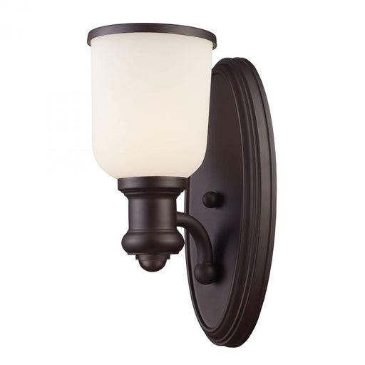 Brooksdale 1-Light Wall Lamp in Oiled Bronze with White Glass