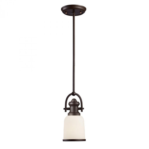 Brooksdale 1-Light Mini Pendant in Oiled Bronze with White Glass