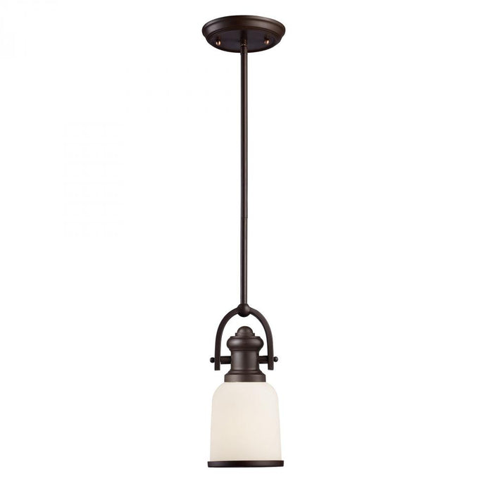 Brooksdale 1-Light Mini Pendant in Oiled Bronze with White Glass