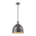Carolton 1-Light Pendant in Polished Nickel and Weathered Zinc with Brushed Grey Shade