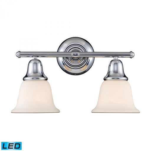 Berwick 2-Light Vanity Lamp in Polished Chrome with White Glass - Includes LED Bulbs