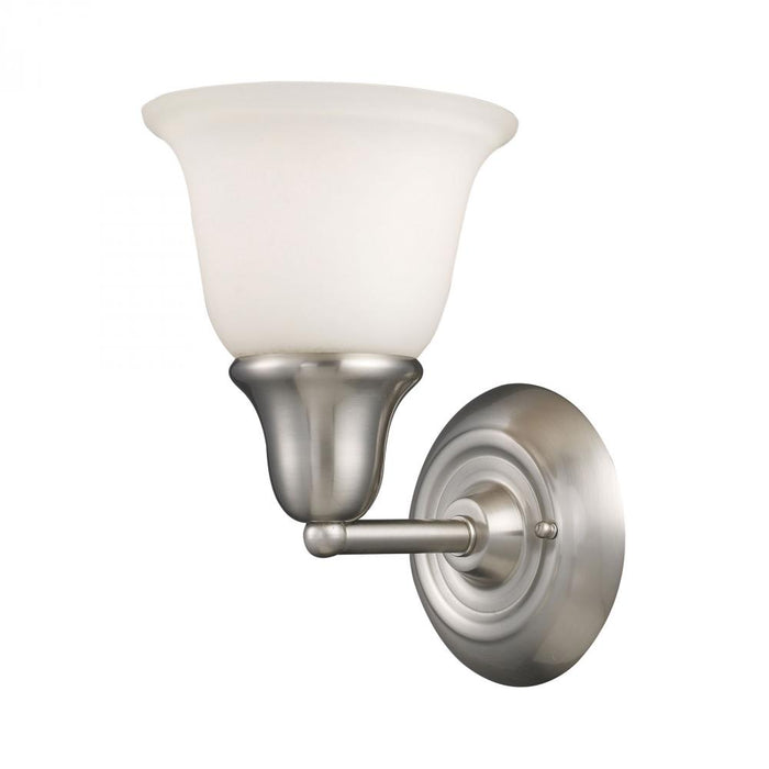 Berwick 1-Light Vanity Lamp in Brushed Nickel with White Glass