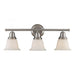 Berwick 3-Light Vanity Lamp in Brushed Nickel with White Glass