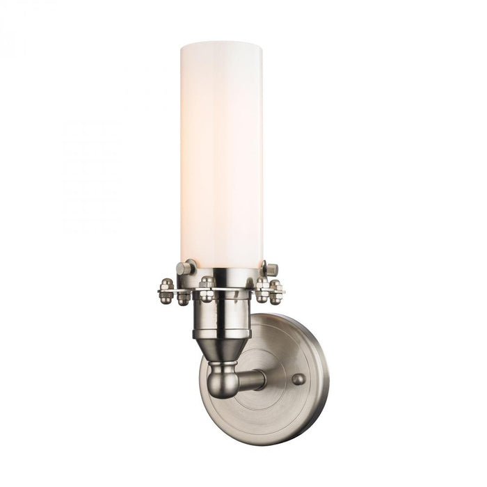 Fulton 1-Light Wall Lamp in Satin Nickel with White Opal Glass