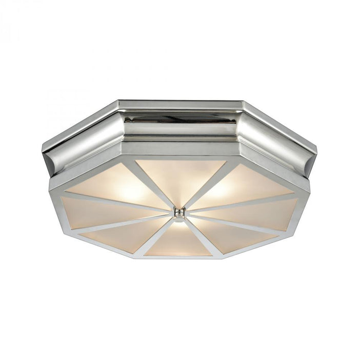 Windsor 3-Light Flush Mount in Polished Nickel with Frosted Glass Diffuser