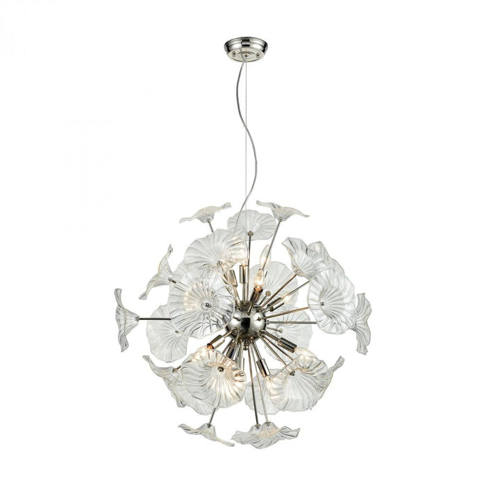 Vershire 12-Light Chandelier in Polished Nickel with Clear Glass