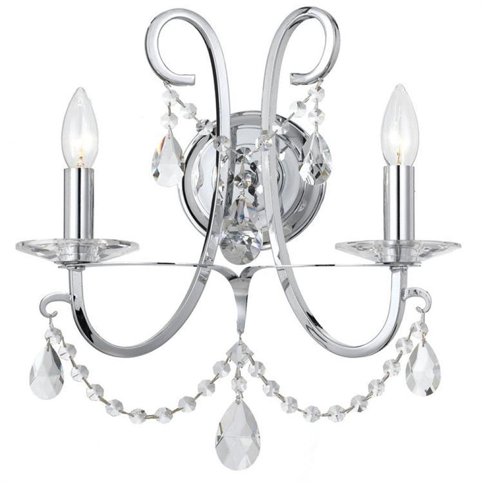 Othello 2 Light Crystal Polished Chrome Sconce