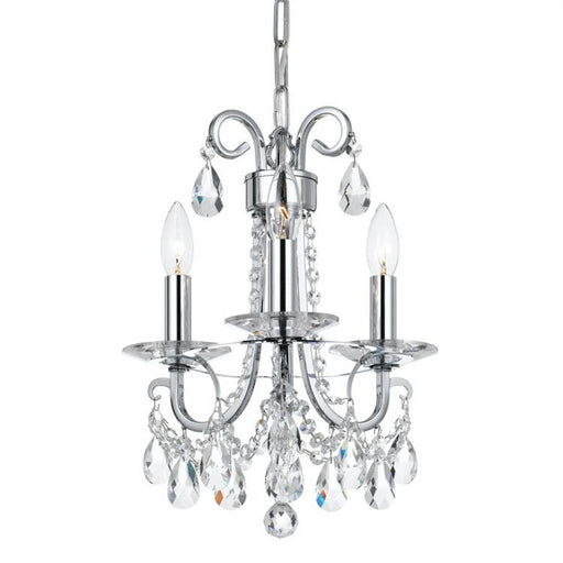 Othello 3 Light Clear Crystal Polished Chrome Mini Chandelier