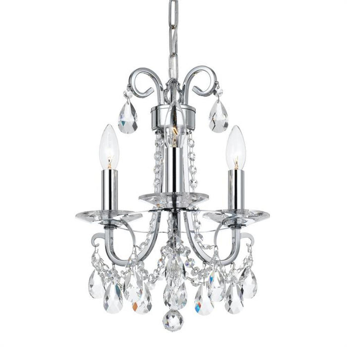 Othello 3 Light Clear Spectra Crystal Polished Chrome Mini Chandelier