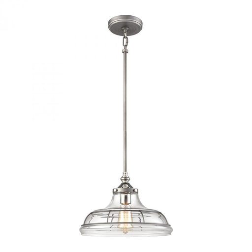 Dunkirk 1-Light pendant in  Weathered Zinc / Polished Nickel