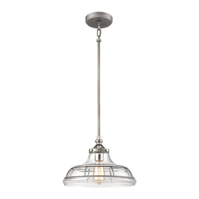 Dunkirk 1-Light pendant in  Weathered Zinc / Polished Nickel