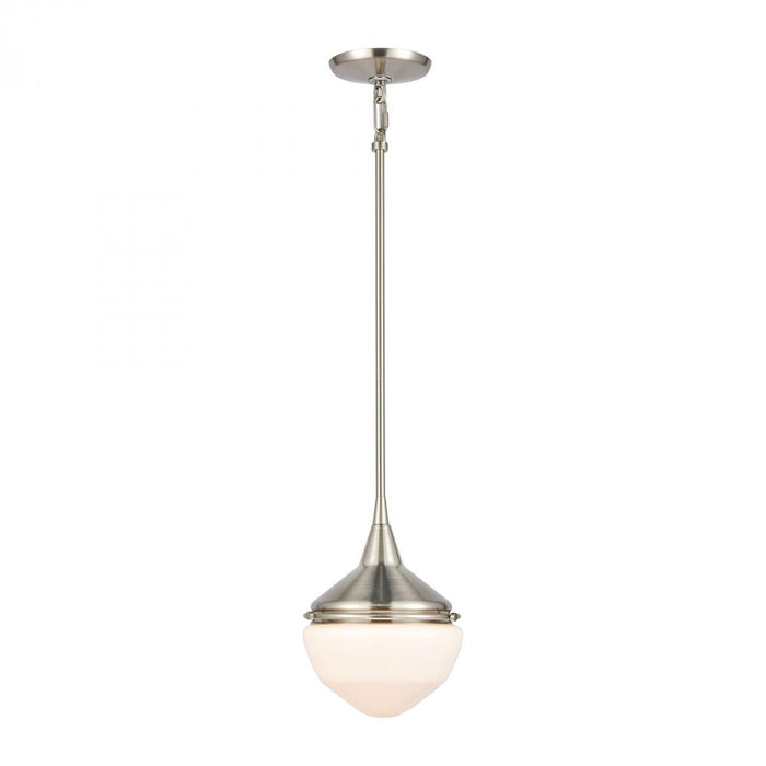 Mid-Century Schoolhouse 1-Light mini pendant in  Satin Nickel