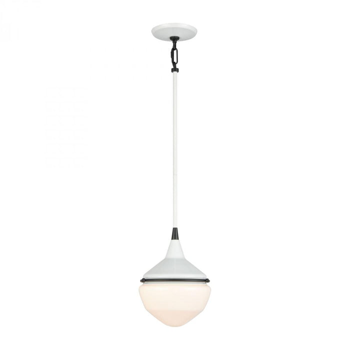 Mid-Century Schoolhouse 1-Light mini pendant in  Enamel White / Matte Black