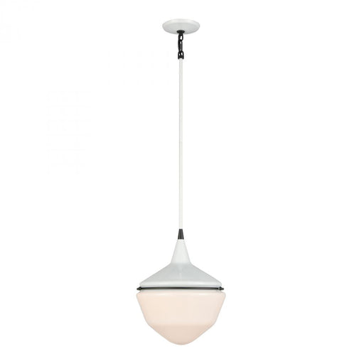 Mid-Century Schoolhouse 1-Light mini pendant in  Enamel White / Matte Black