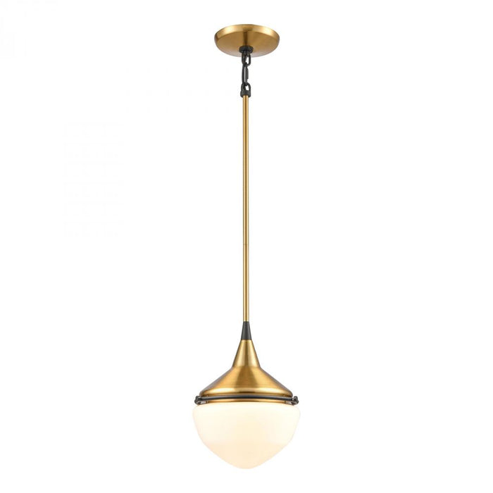 Mid-Century Schoolhouse 1-Light mini pendant in  Satin Brass / Matte Black