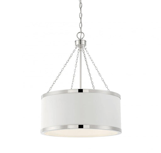 Delphi 6 Light White W/ Polished Nickel Acccents Pendant