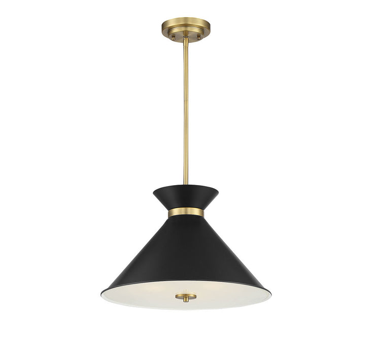 Lamar Black with Warm Brass Accents 3 Light Pendant