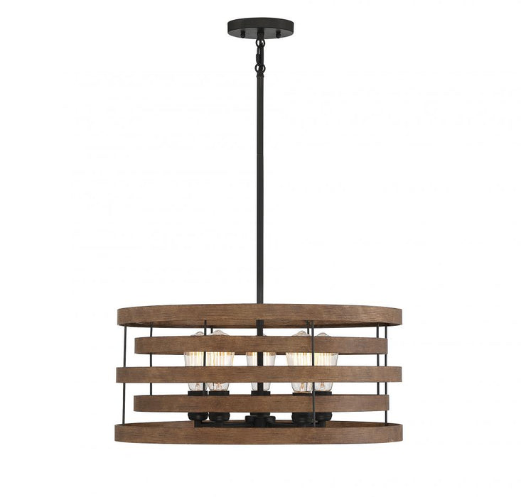 Blaine 5 Light  Natural Walnut W/ Black Accents Pendant