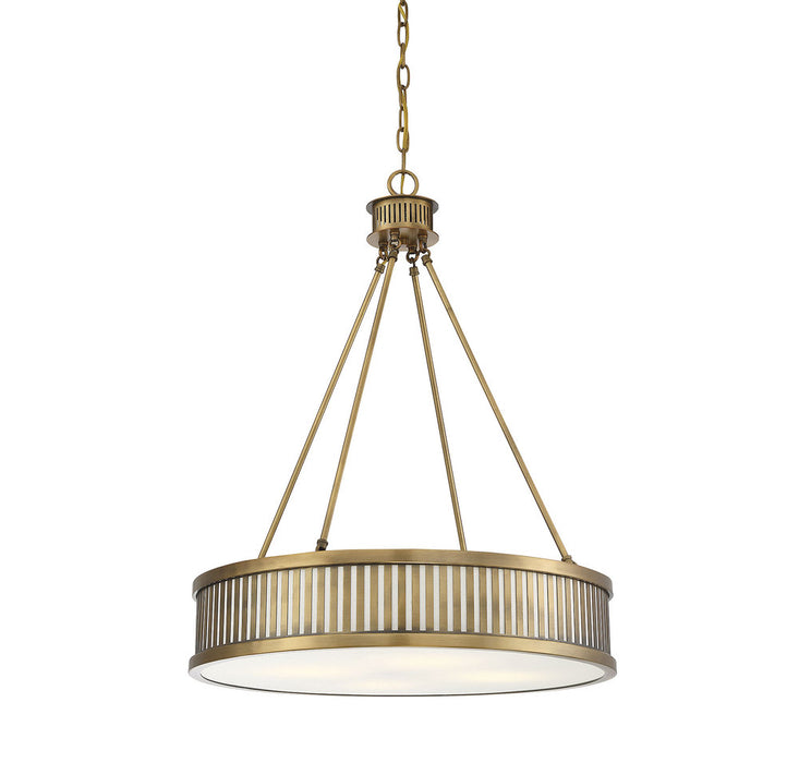 William 4 Light Warm Brass Pendant