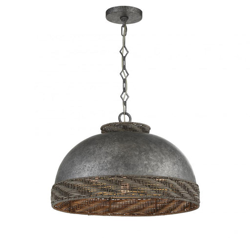 Tripoli 1 Light  Mottled Zinc W/ Gray Rattan Pendant