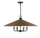 Eman 6 Light  Matte Black With Dark Rattan Pendant