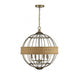 Boreal 4 Light Warm Brass With Natural Rattan Pendant