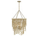 Bremen 4 Light Warm Brass With Natural Rattan Pendant