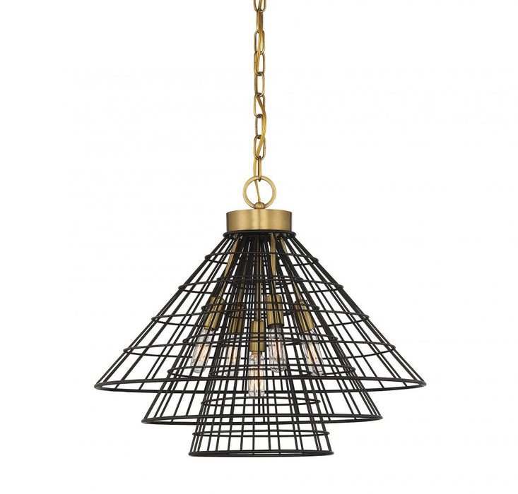 Lenox 5 Light  Black W/Warm Brass Accents Pendant