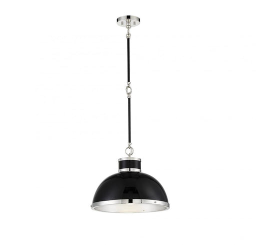 Corning 1 Light Black W/ Polished Nickel Accents Pendant