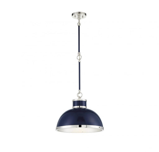 Corning 1 Light Navy W/ Polished Nickel Accents Pendant