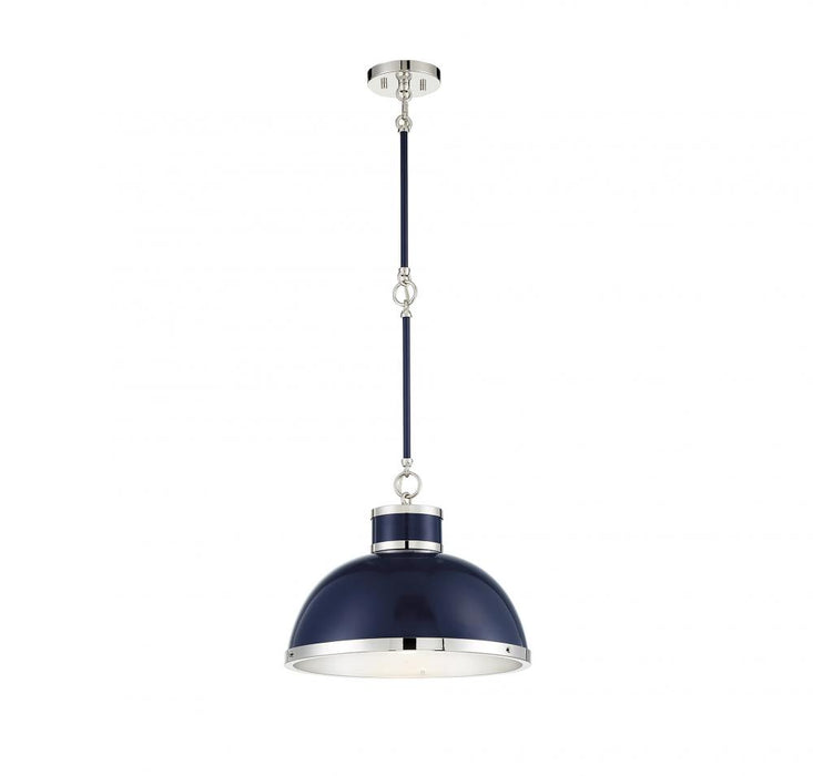 Corning 1 Light Navy W/ Polished Nickel Accents Pendant