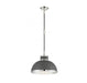 Corning 1 Light  Gray W/ Polished Nickel Accents Pendant