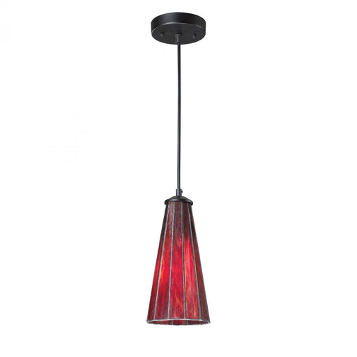 Lumino 1-Light Mini Pendant in Matte Black with Inferno Red Shade