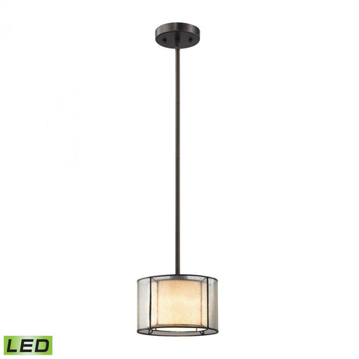 Mirage 1-Light Mini Pendant in Tiffany Bronze with Seedy and Amber Art Glass - Includes LED Bulb