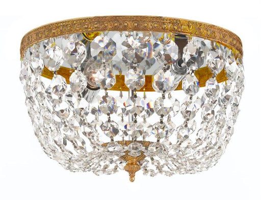 Crystorama 2 Light Clear Italian Crystal Olde Brass Ceiling Mount