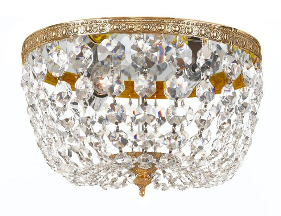 Crystorama 2 Light Hand Cut Crystal Olde Brass Ceiling Mount