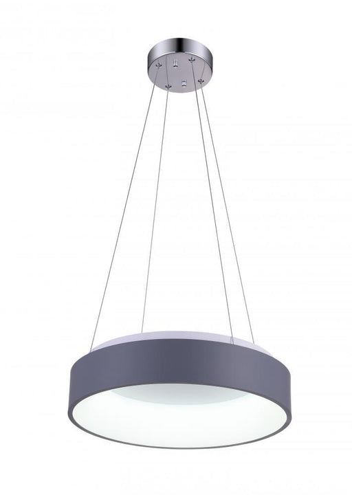 LED Drum Shade Pendant with Gray & White finish