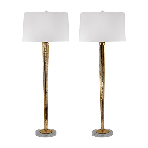 Mercury Glass Candlestick Lamp in Gold (Set of 2)