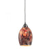 Avalon 1-Light Mini Pendant in Satin Nickel with Multi-colored Crackle Glass