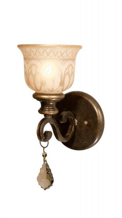 Norwalk 1 Light Golden Teak Crystal Bronze Sconce