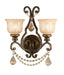 Norwalk 2 Light Golden Teak Crystal Bronze Sconce