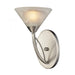 Elysburg 1-Light Wall Lamp in Satin Nickel with White Swirl Glass